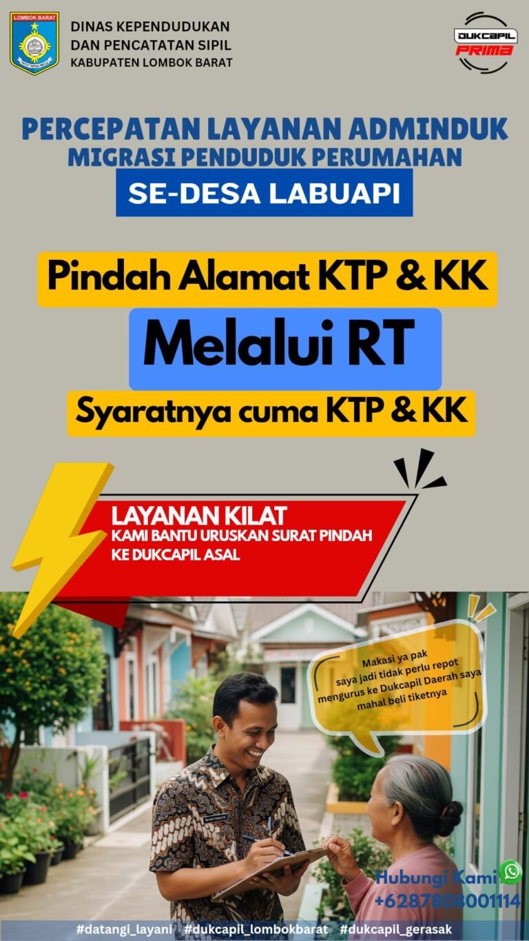 Dukcapil Lobar Permudah Migrasi Adminduk, Pindah Domisili Kini Bisa Lewat RT