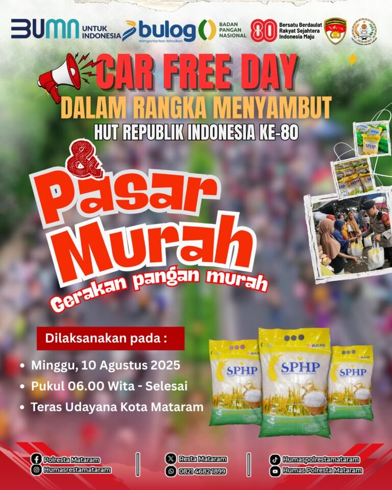 Polresta Mataram Gelar Pasar Murah Beras di CFD, Jaga Stabilitas Harga Menjelang HUT RI ke-80