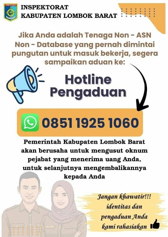 Pemkab Lombok Barat Buka Layanan Pengaduan Online untuk Honorer Non Database yang dipungut biaya